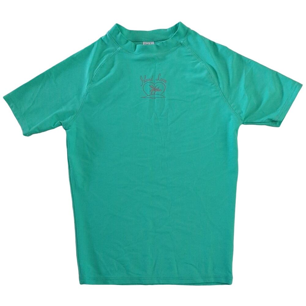 Island Love Mint Green Rash Guard Swim Sun Protection Shirt Women's Size Small